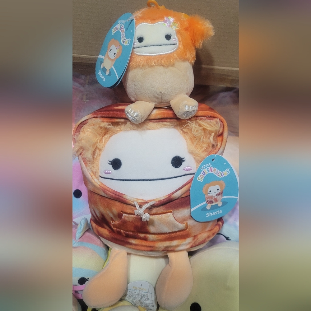 BUNDLE of 8" + Clip Shasta Squishmallow Bigfoot NEW WITH TAG